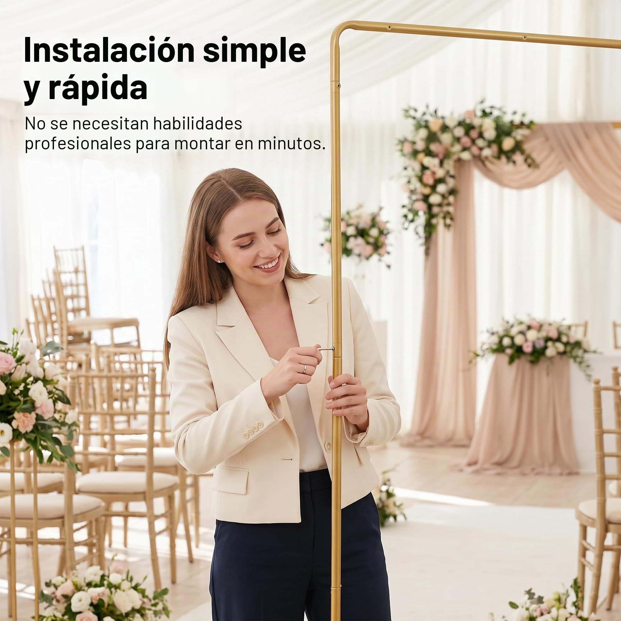 Arco de clip cuadrado de metal para decoración de boda, cumpleaños, decoración de ceremonia de graduación, recepción de ceremonias, suministros de fiesta de eventos, fondo de cabina de fotos
