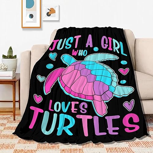 Manta de tortuga marina Just Girl Who Loves Turtles, mantas suaves y mantas de franela acogedora y ligera, regalo perfecto para cama, sofá, sofá, 50