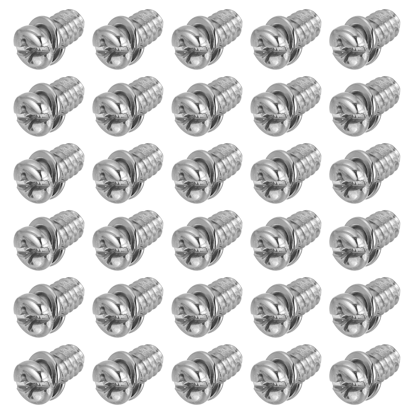 PATIKIL 30Pcs Ceiling Fan Blade Screws, 1/4"-20 x 3/8 Carbon Steel Phillips Pan Motor Replacement Screw for Lighting Ceiling Fan Silver