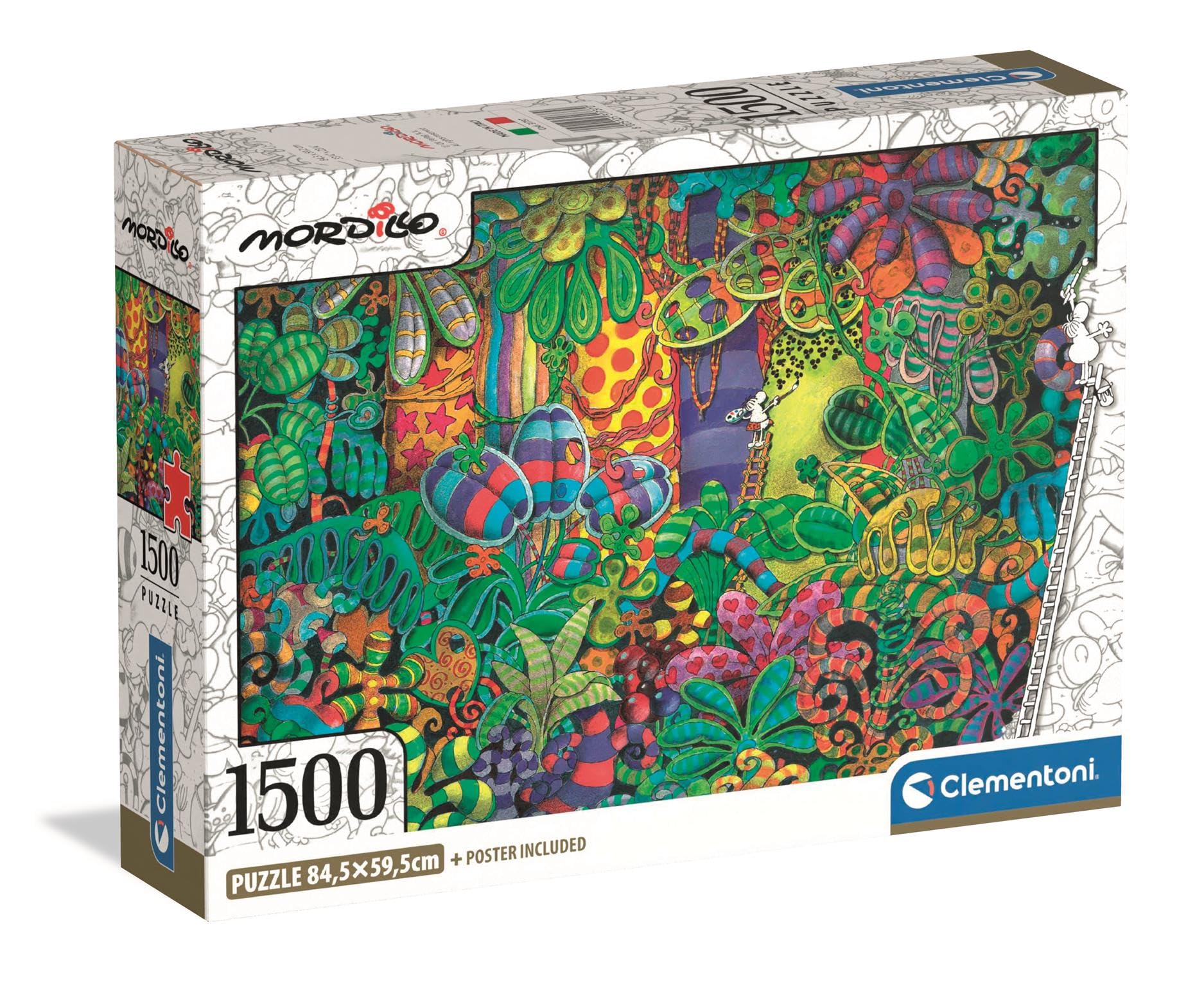 Clementoni Jigsaw Puzzle 1500 pieces Mordillo The Painter, Puzzle for Adults 14-99 Years, Compact box, Made in Italy, 31737