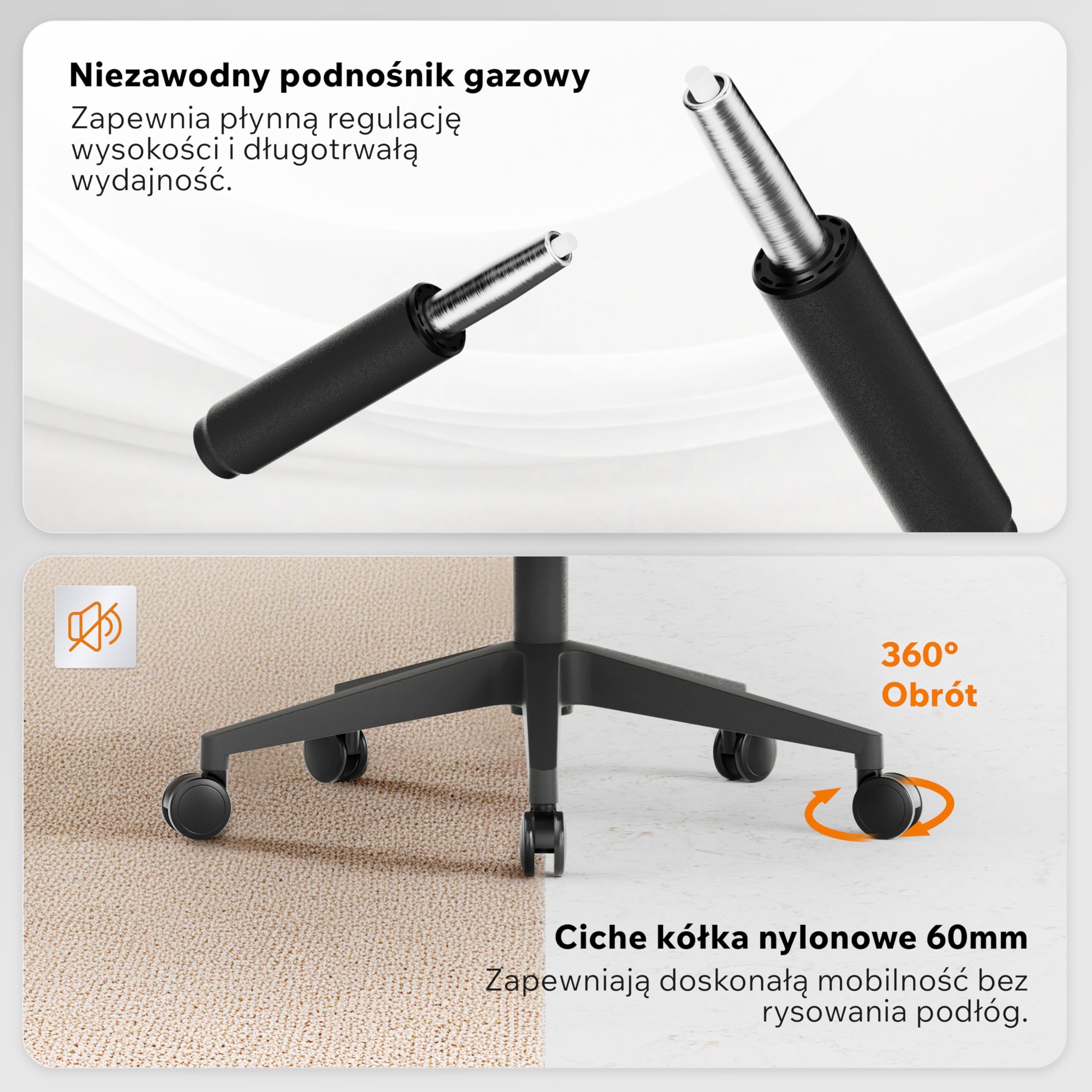 SENSE7 Fotel Biurowy Gamingowy Ergonomiczny Krzesło Obrotowe Biurowe Regulowany dla Home Office Graczy do 150kg Oddychająca Tkanina Regulowany Zagłówek z Podparciem Podłokietnikami 2D – Noxo Czarny