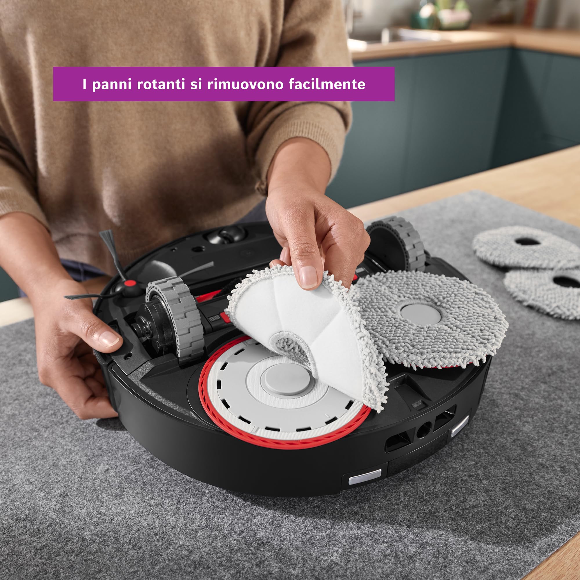 Bosch Panni Rotanti BHZRMP3, Compatibile con i Robot Aspirapolvere e Lavapavimenti Spotless Max e Spotless Max Cam, Potente Pulizia su Tutti i Tipi di Pavimenti Duri