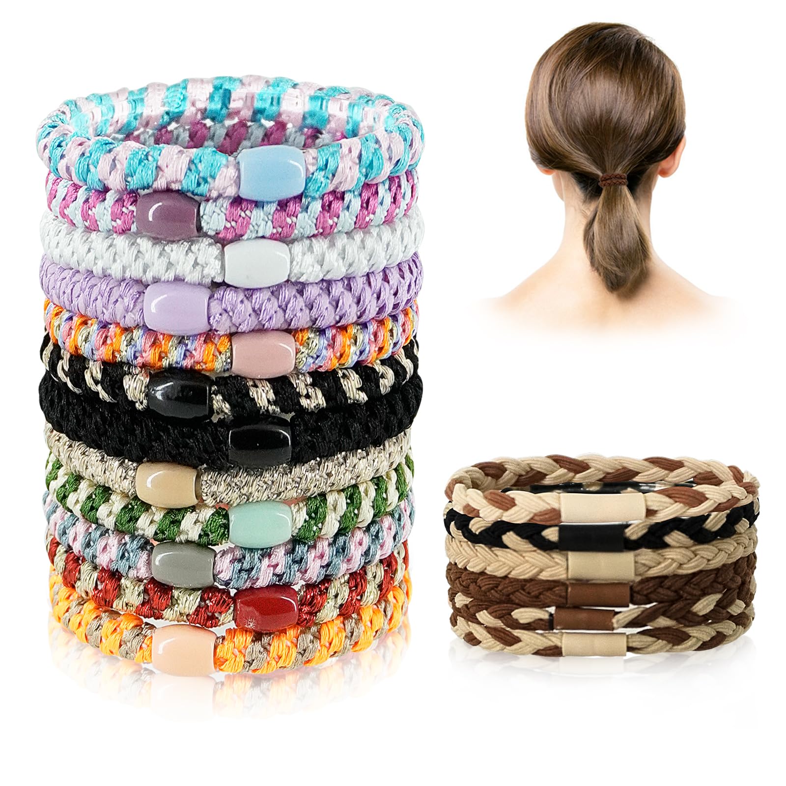 Lot De 50 élastiques à Cheveux Noirs Pour Cheveux épais Et Bouclés Sans Métal (4 Mm