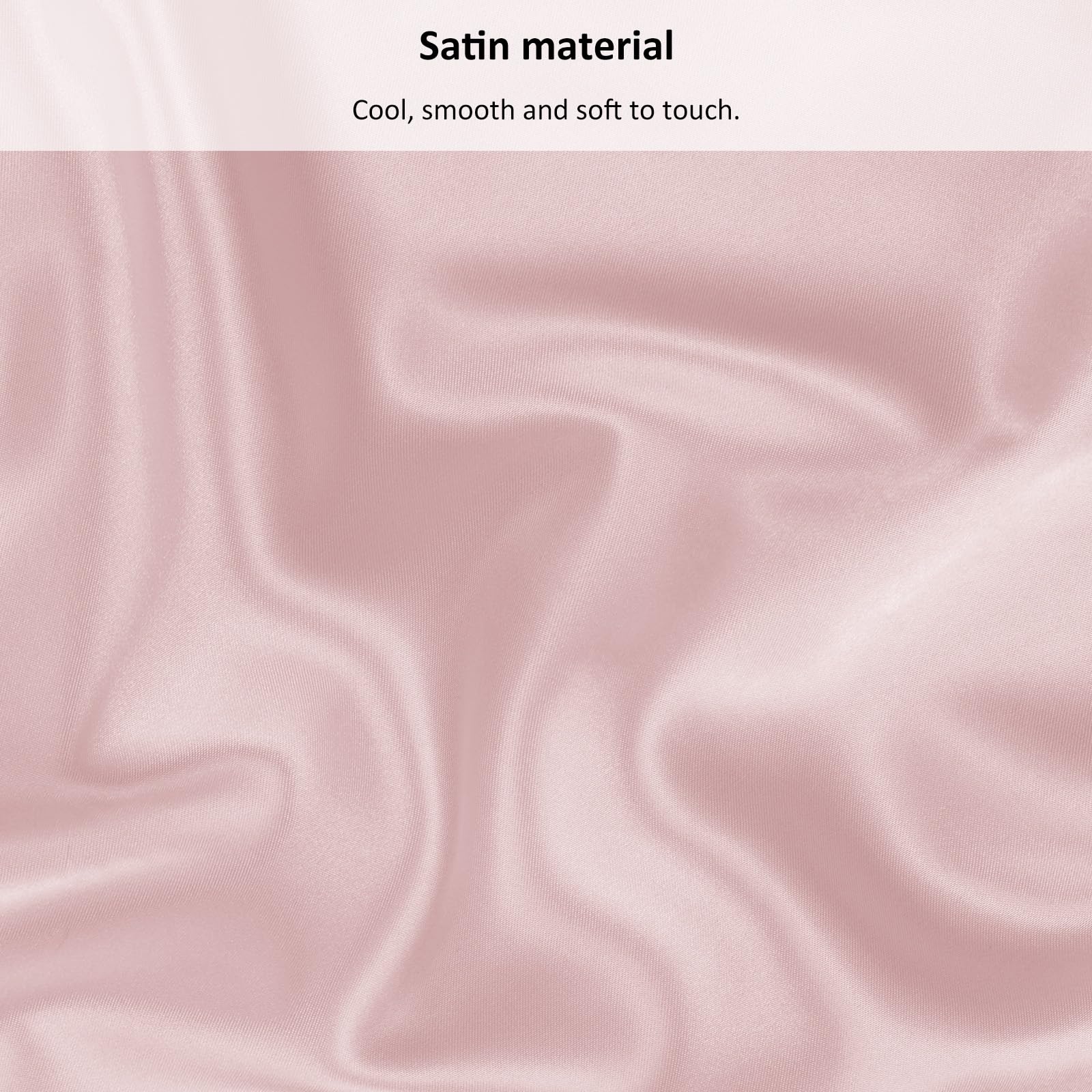 Sábana bajera de satén, lujosa ropa de cama de poliéster suave y sedoso con bolsillo profundo, funda de colchón, individual XL, rosa claro 2
