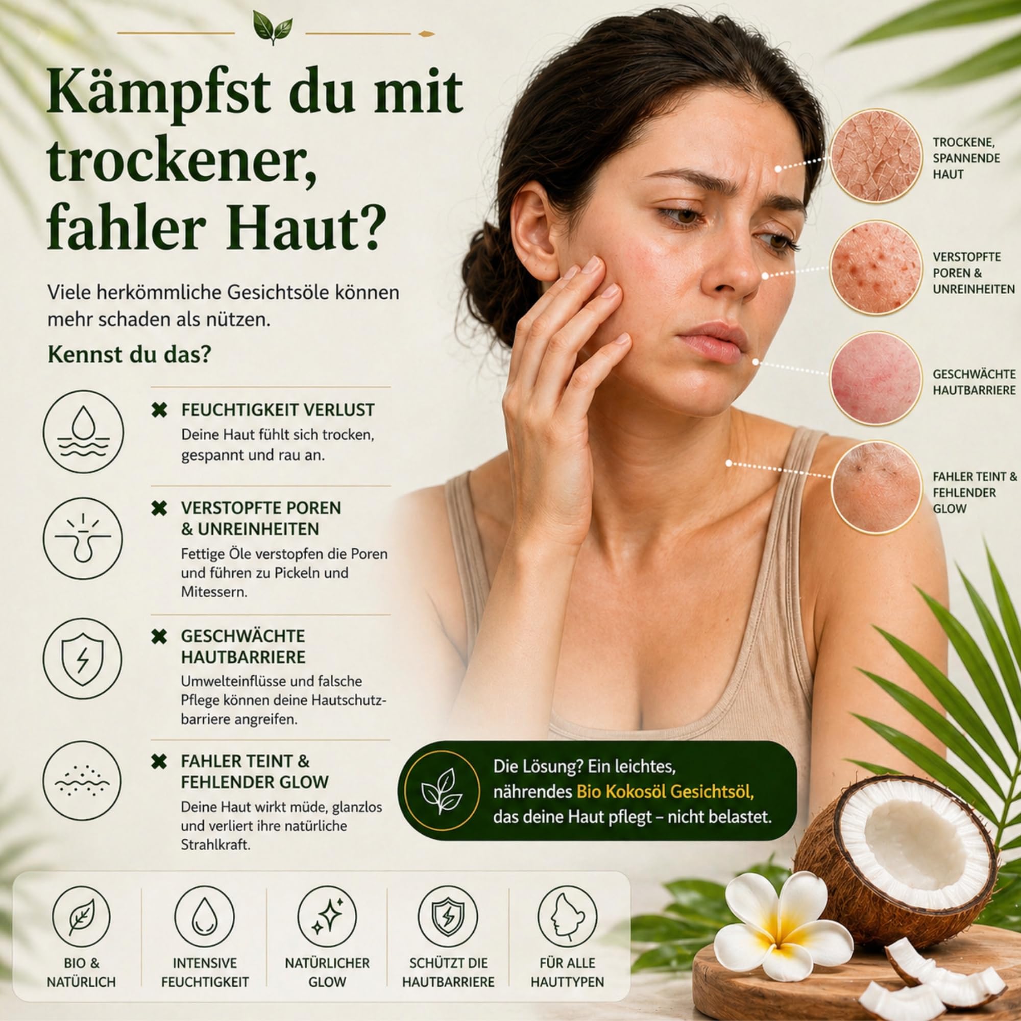 Körperöl für trockene Haut | mit MCT-Kokosöl, Vitamin C und E | schnell einziehend 1 Liter