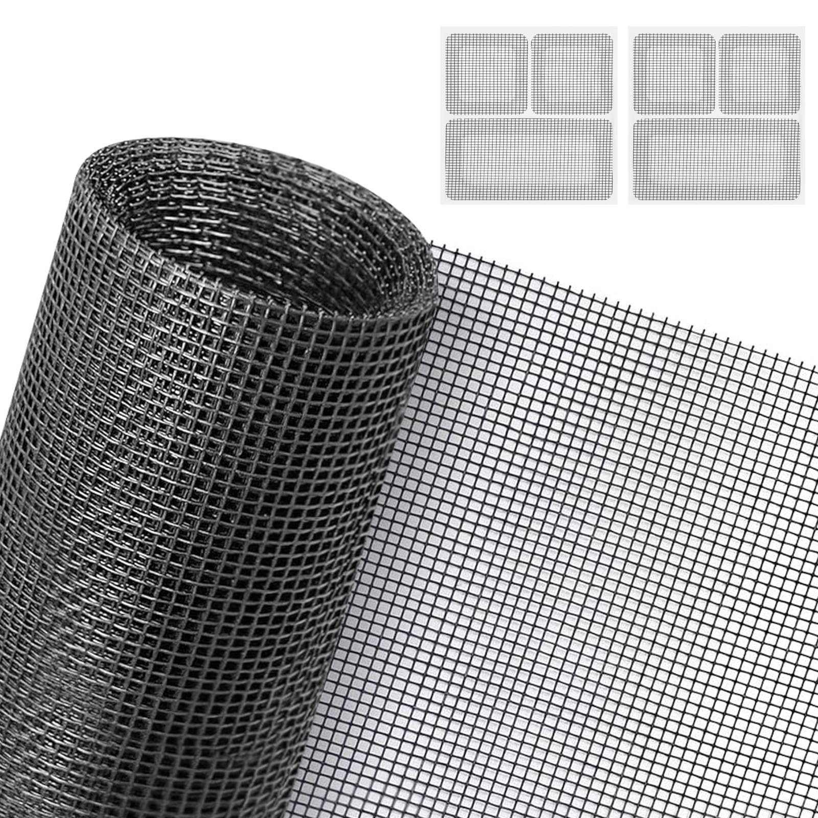 AXFEE Fly Screens for Windows, 130 x 150cm Insect Mesh, Adjustable DIY Fly Screen Mesh with 2 Window Screen Repair Patches, Windows Doors and Patio Screens for Flies, Mosquitoes, Bugs (Black) — image 1