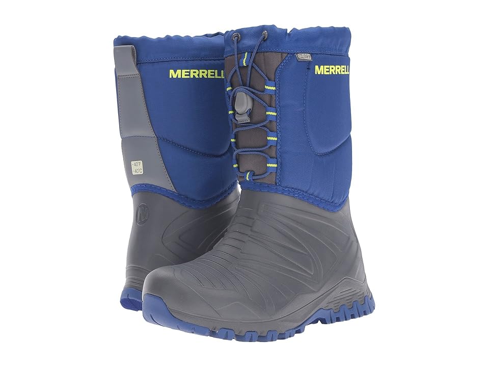 

Merrell Kids Snow Quest Lite Waterproof (Big Kid) (Grey/Cobalt WPF Synthetic) Boys Shoes, Blue