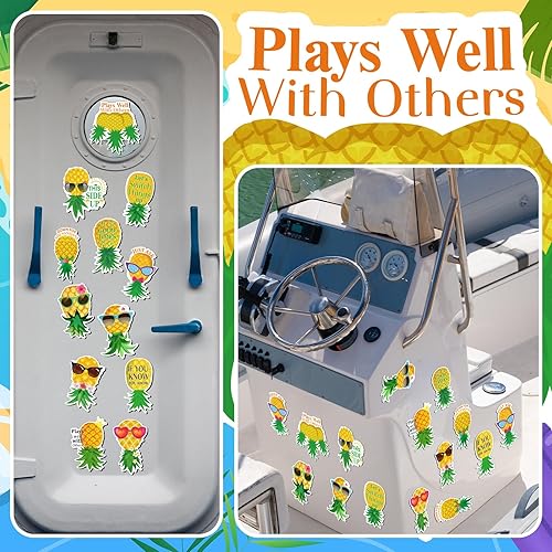 Miniatura 5 de Xuhal 12 Piezas Imanes de Piña Decoraciones de Puerta de Crucero Calcomanías Magnéticas de Piña Tropical Decoración Puerta de Crucero Refrigerador