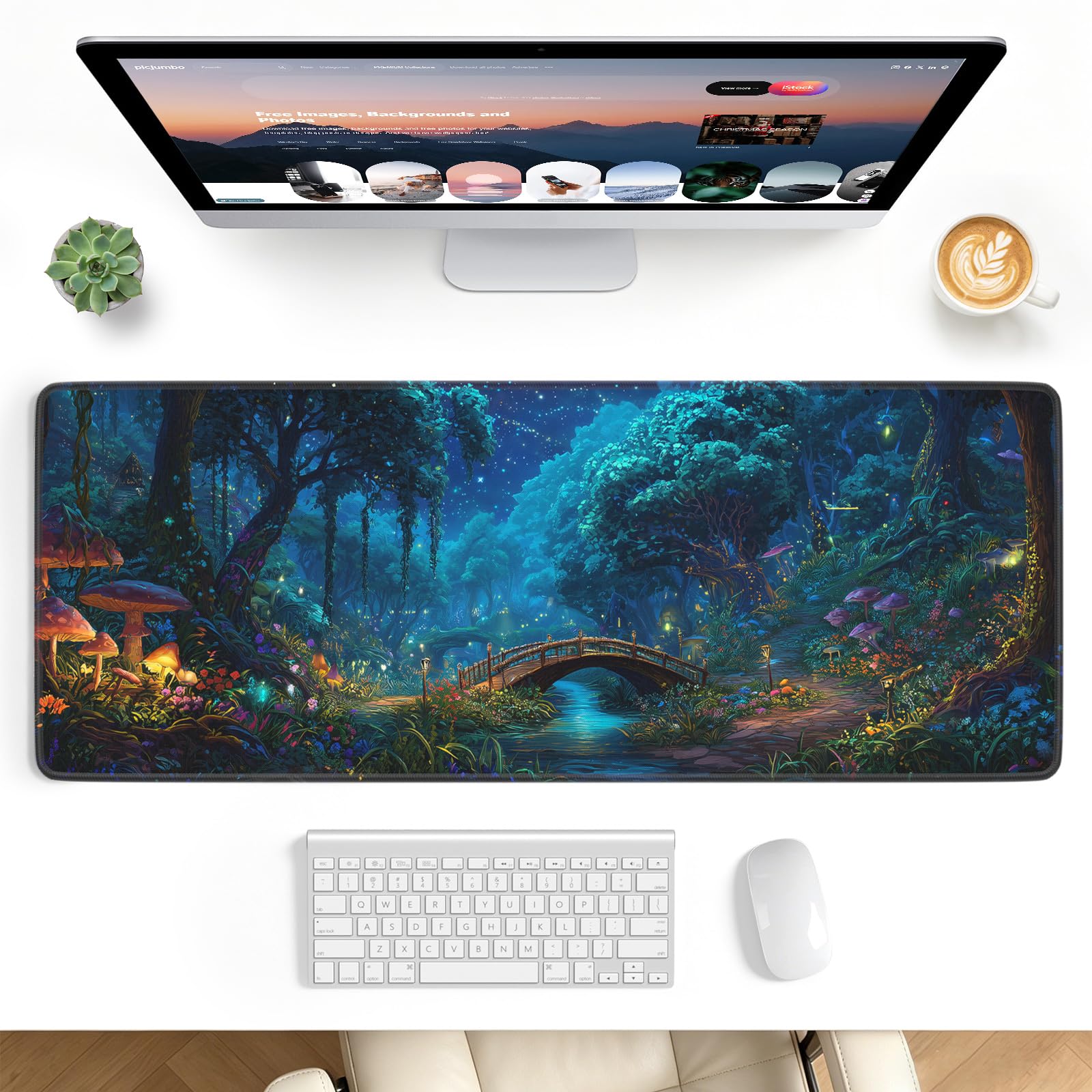 Stanploe Gaming Mouse Pad, Extended Desk Mat, Stitched Edges, Non-Slip Base