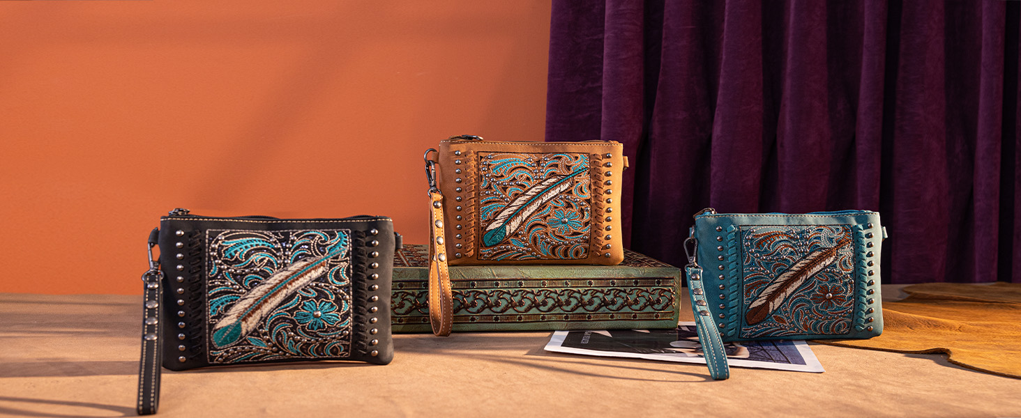 Montana West Sequined Aztec Mini Crossbody Purse Floral Tooled