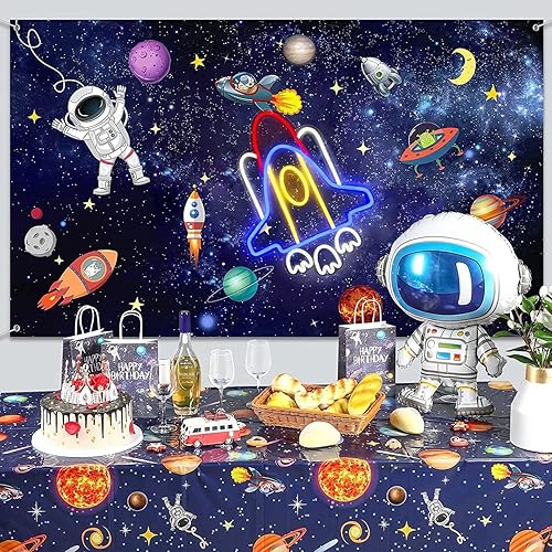 Miniatura 9 de Letreros de neón cohete, (16 x 12 pulgadas), luz LED de gran nave espacial, decoración de habitación, lámpara con forma de avión, decoración