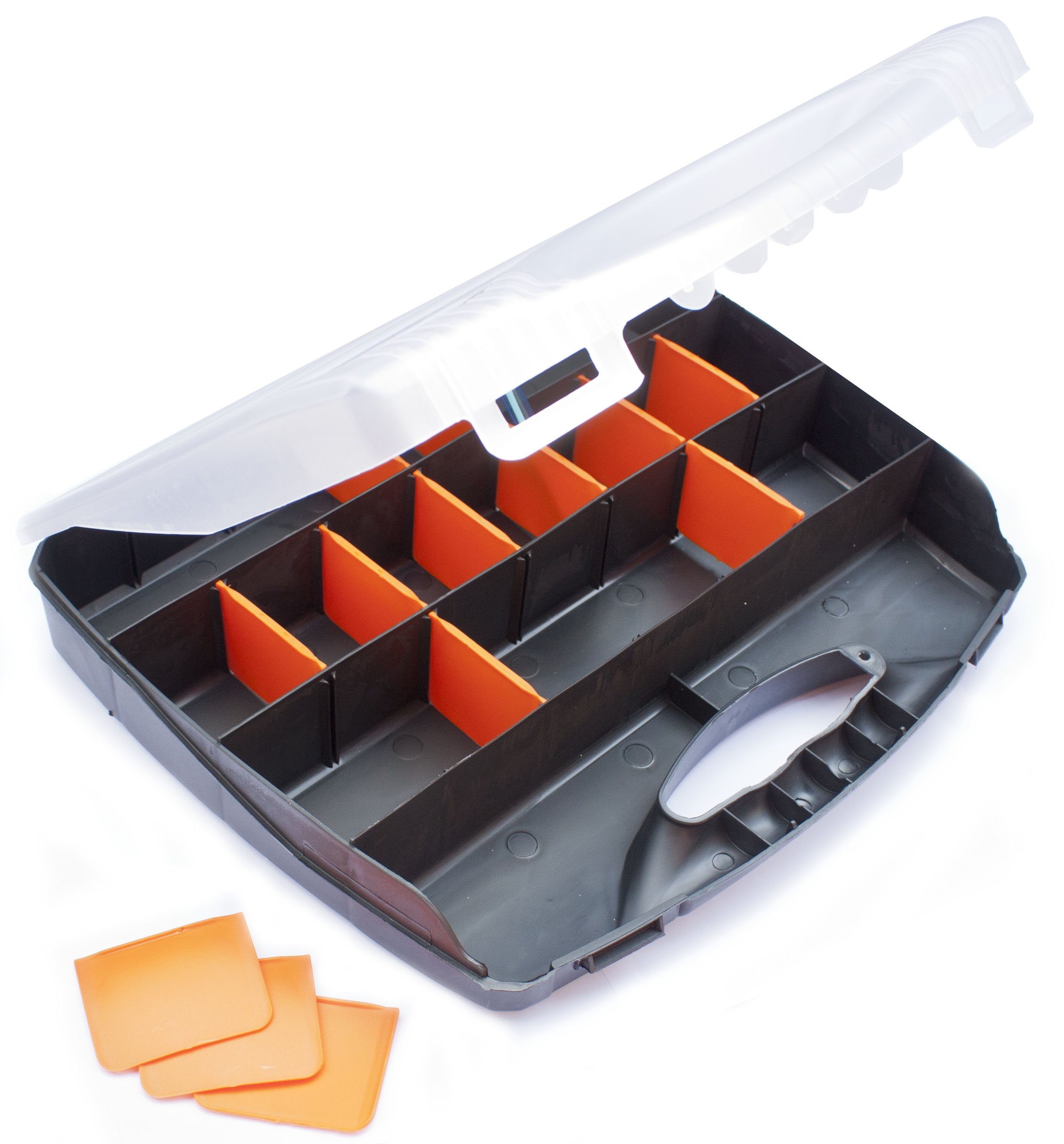 Toolzone Divided Compartment Organiser Plastic Case Box - Medium - 380mm