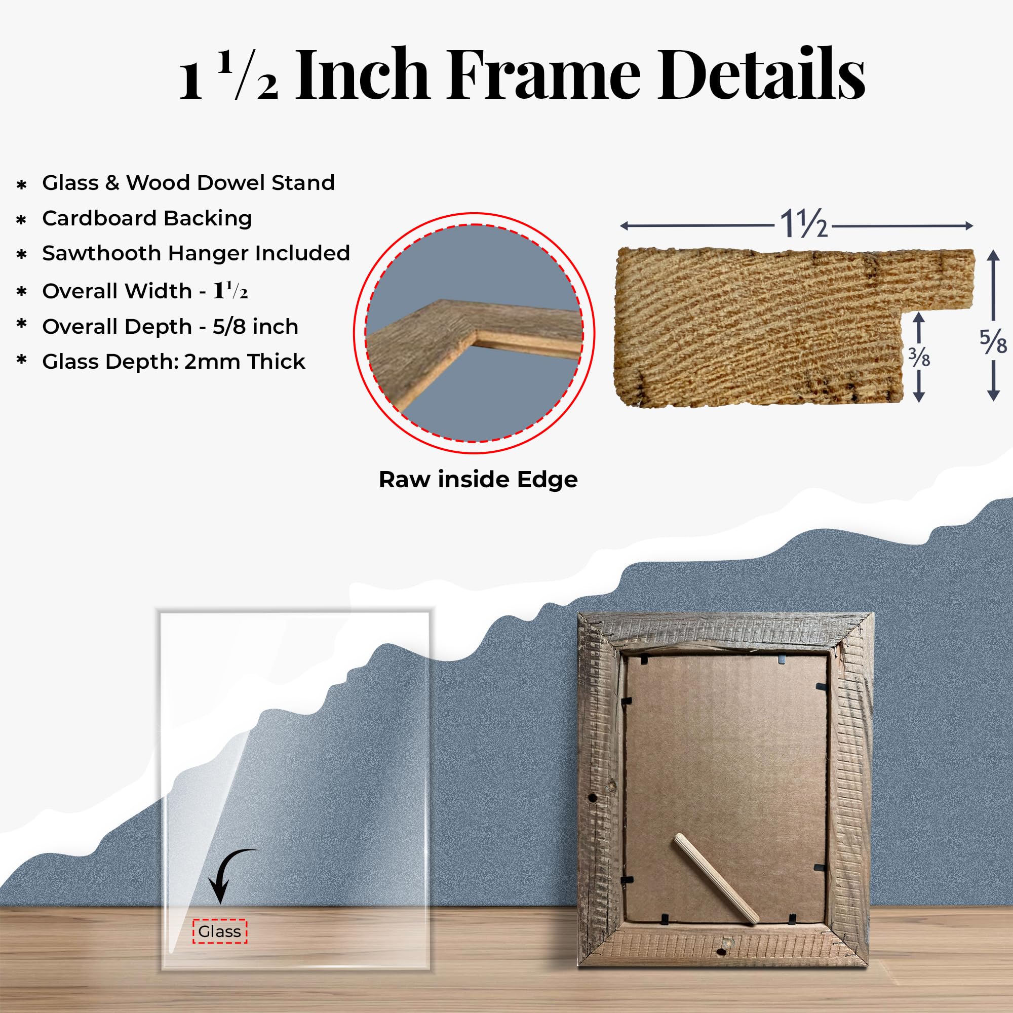 BarnwoodUSA Cornice Rustica 20x25 Cm In Legno Riciclato - Stile Fattoria - Grigio Invecchiato Naturale