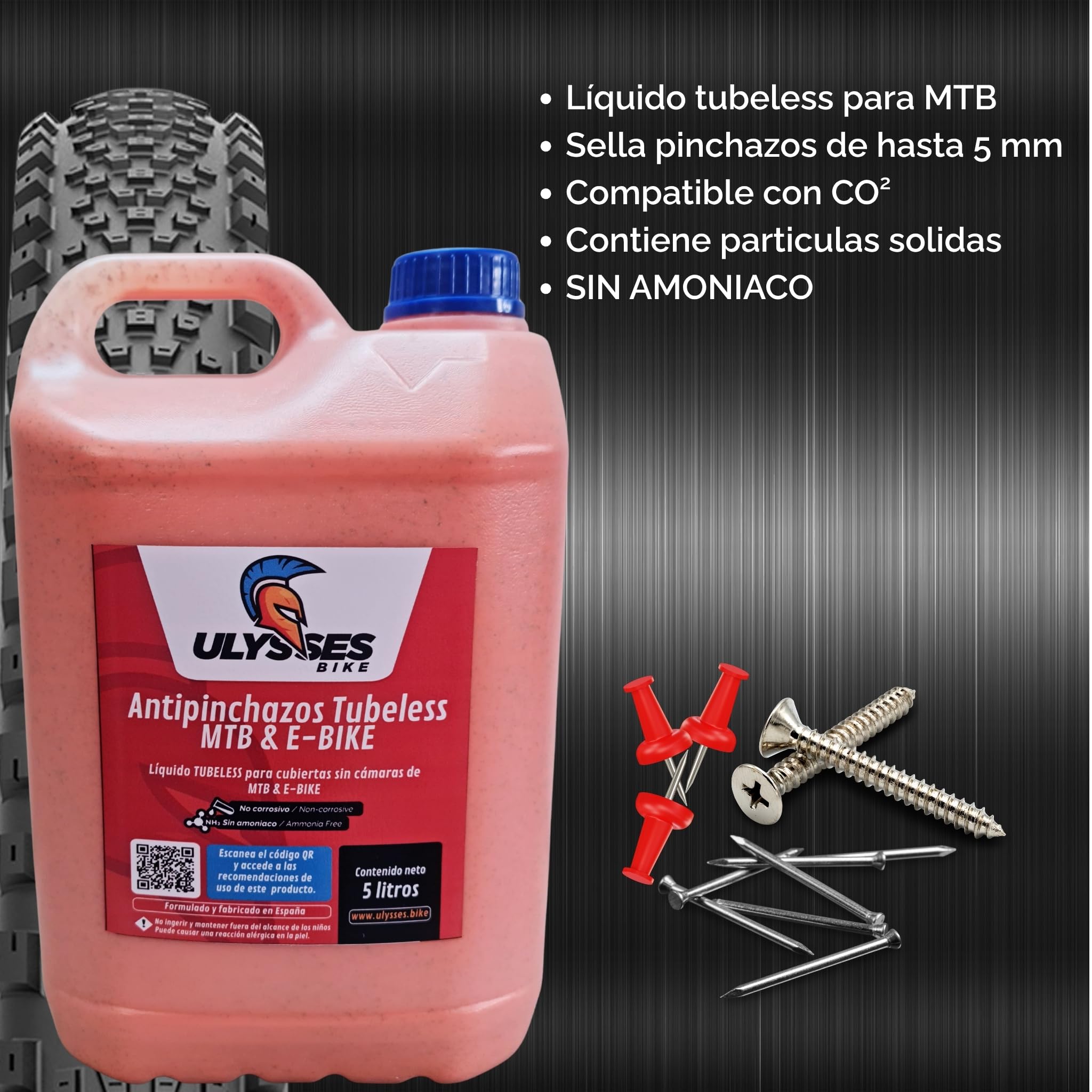 Liquide anti-crevaison sans ammoniaque pour vélo sans ammoniaque, kit de réparation de pneus, gel anti-crevaison pour seringue Tubeless (5 litres)