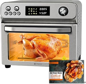 HYSapientia 26QT Stainless Steel Air Fryer Oven With Rotisserie 1800W Air Fryer Toaster oven,10 In 1 Countertop Oven