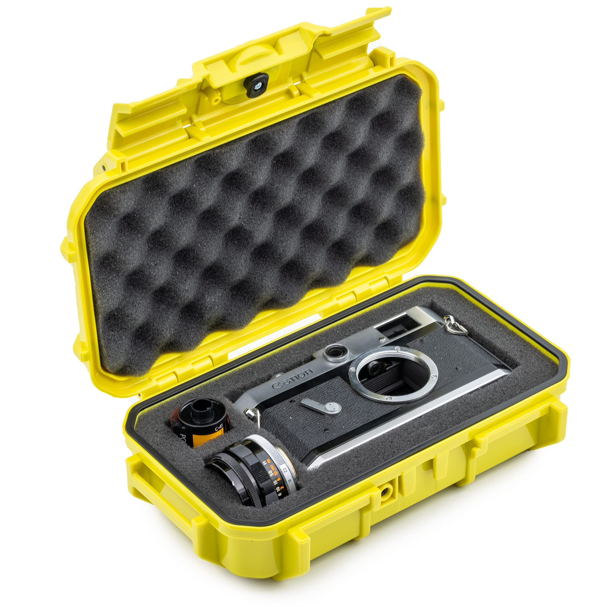 56 Waterproof Dry Box Protective Case with Pick & Pluck Foam - Travel Safe/Mil Spec/USA Made - for Cameras, Phones, Camping, Fishing, Hiking, Water Sports, Knives, Survival (Yellow)