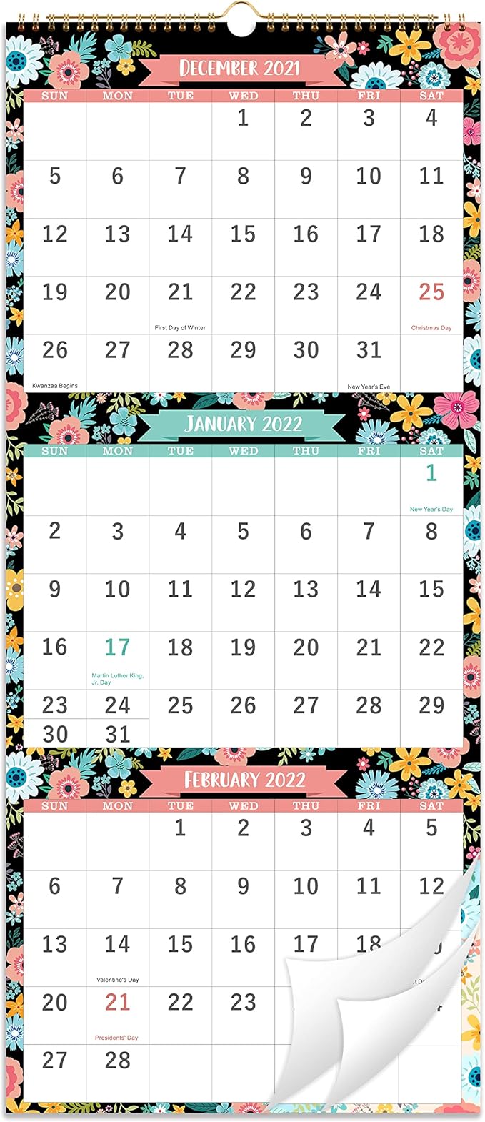 3 month calendar 2022