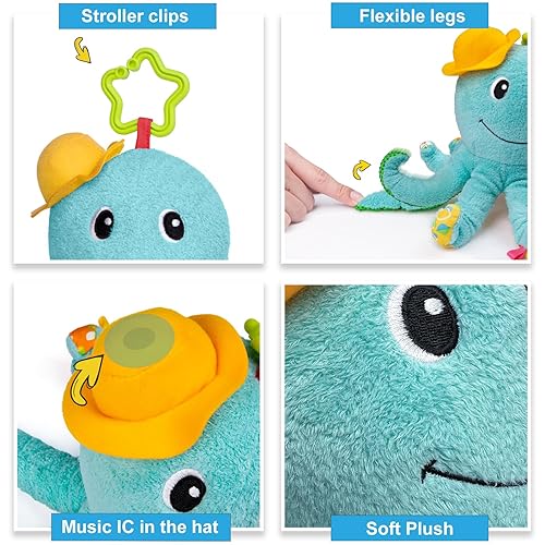 Miniatura 4 de TURKIDS Juguetes de peluche musicales para bebés y niñas con arrugado multisensorial, espejo, sonajero y texturas para 0-3-6-12 meses, juguetes de