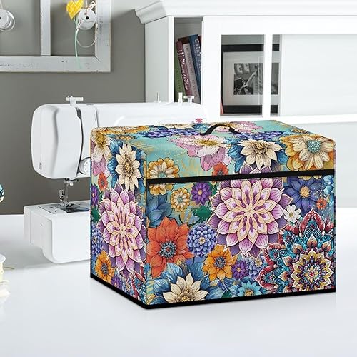 Miniatura 281 de Mumeson Cubierta antipolvo para máquina de coser de gatos negros con flores, para la mayoría de máquinas de coser estándar, plegable, duradera