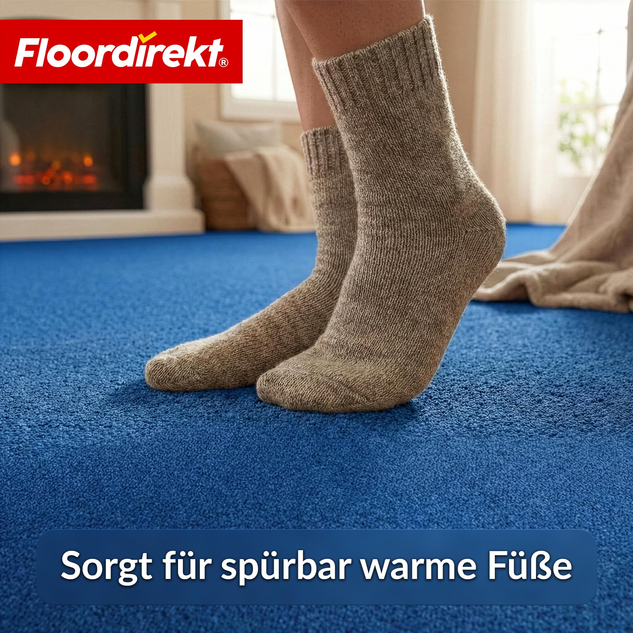 Floordirekt Nadelvlies Teppichboden 200x100 cm – Strapazierfähiger Teppich mit Schaumrücken, trittschalldämmend & kälteisolierend, individuell zuschneidbar für Wohnraum & Büro Dunkelblau