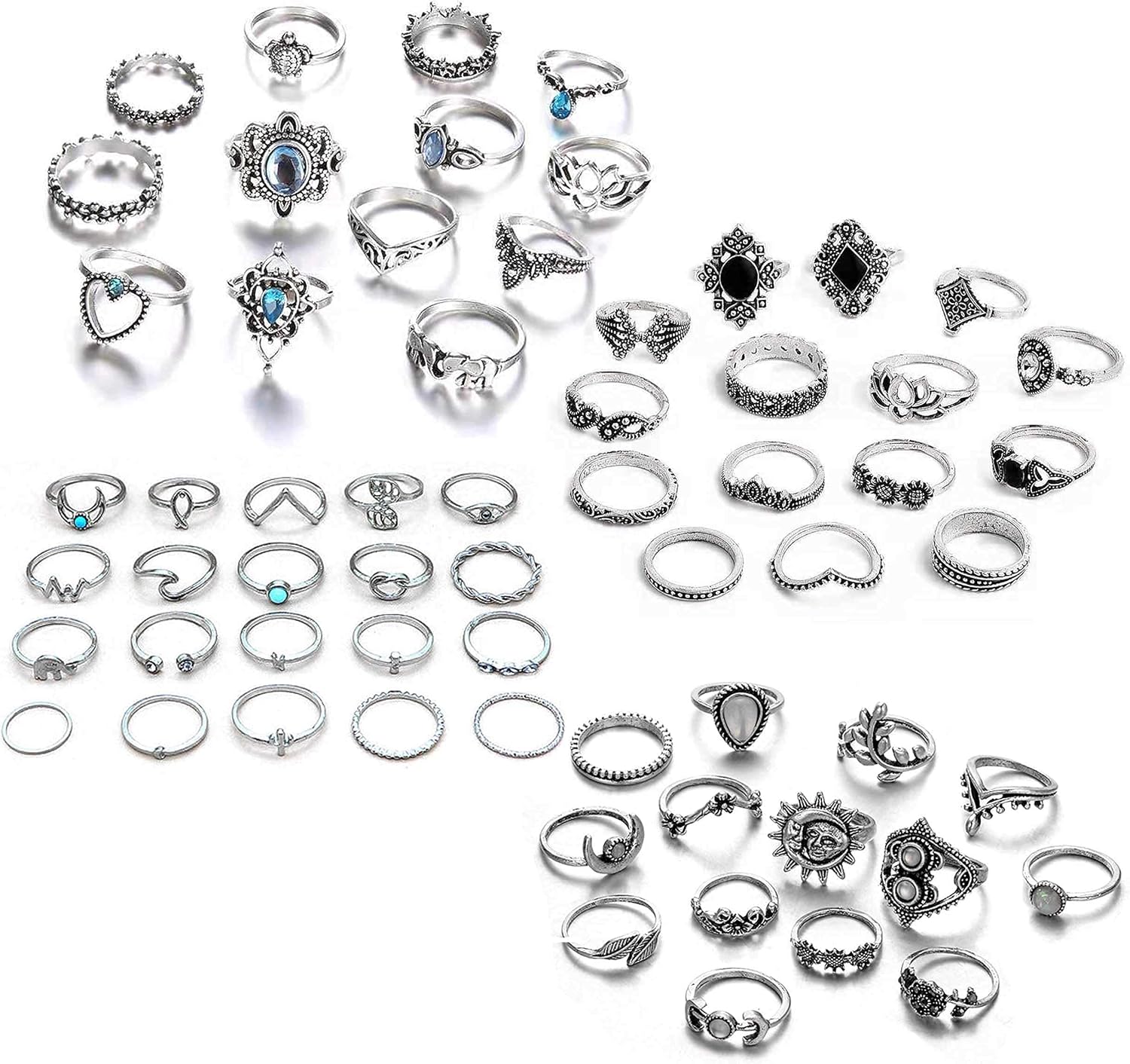 ZZ ZINFANDEL 62Pcs Vintage Knuckle Rings Set Stackable Finger Rings Midi Rings for Women,Joint Nail Band Cuff Toe Statement Finger Rings for Teens Girls: Clothing, Shoes & Jewelry