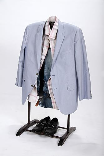 Miniatura 6 de Soporte de valet de ropa de madera dura de lujo (caoba roja)