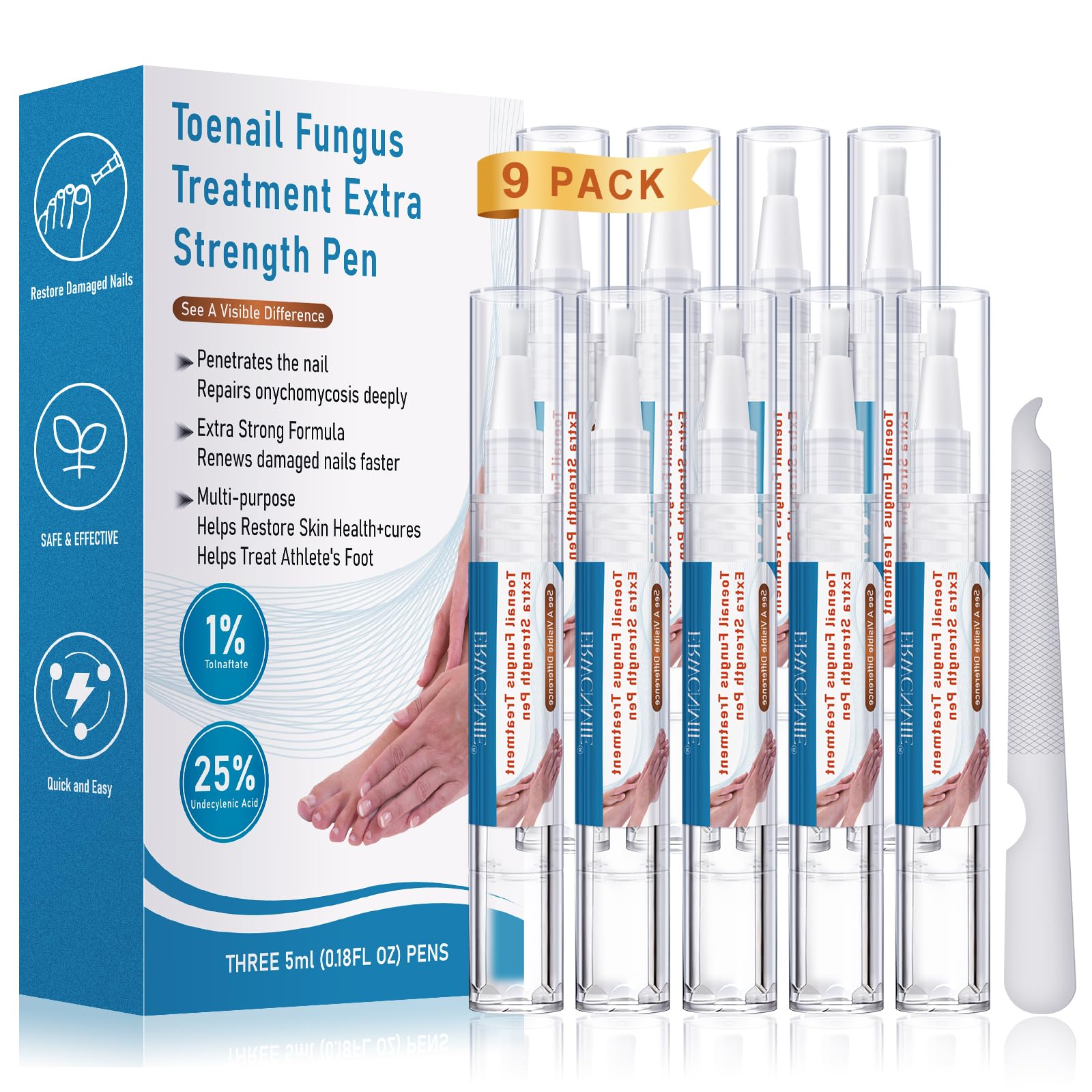 Toenail Fungus Pen, Anti Fungal Nail Repair Pen for Damaged Nails, Toe Nail Fungus Treatment Extra Strength for Broken and Discolored Nail, Yellow