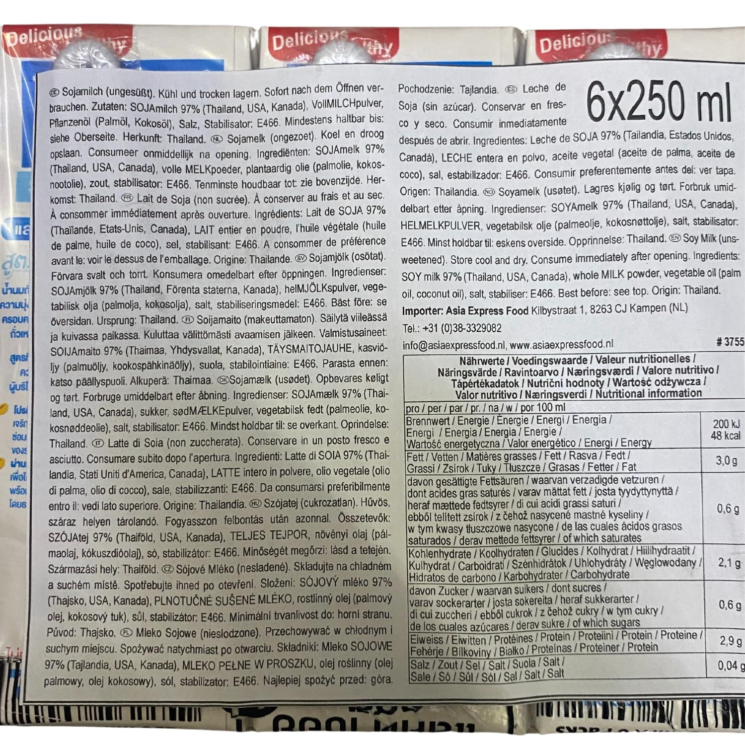 LACTASOY - Bebida de soja sin azúcar - 6 X 250 ML