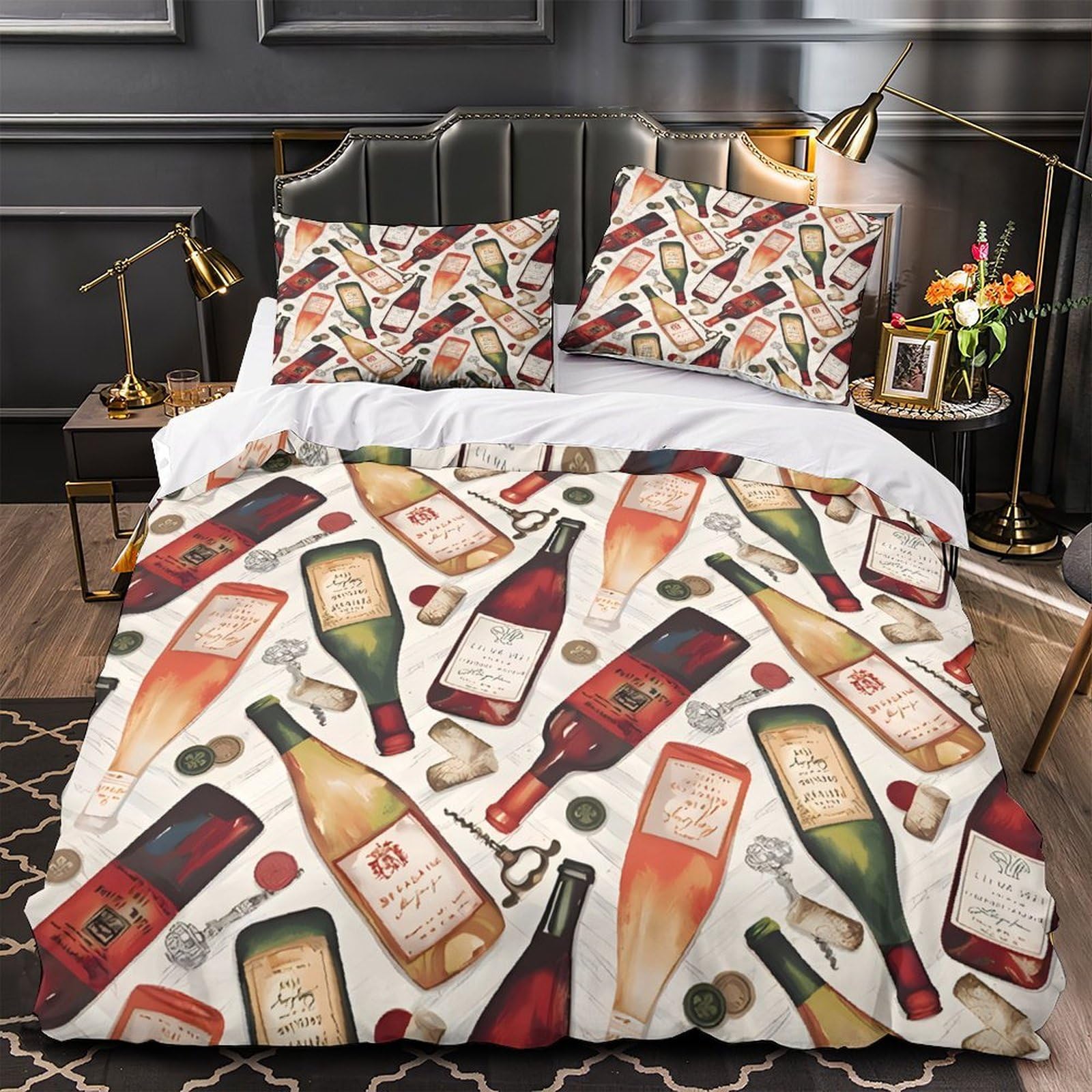 Housse de couette aquarelle florale pour lit double de garçon