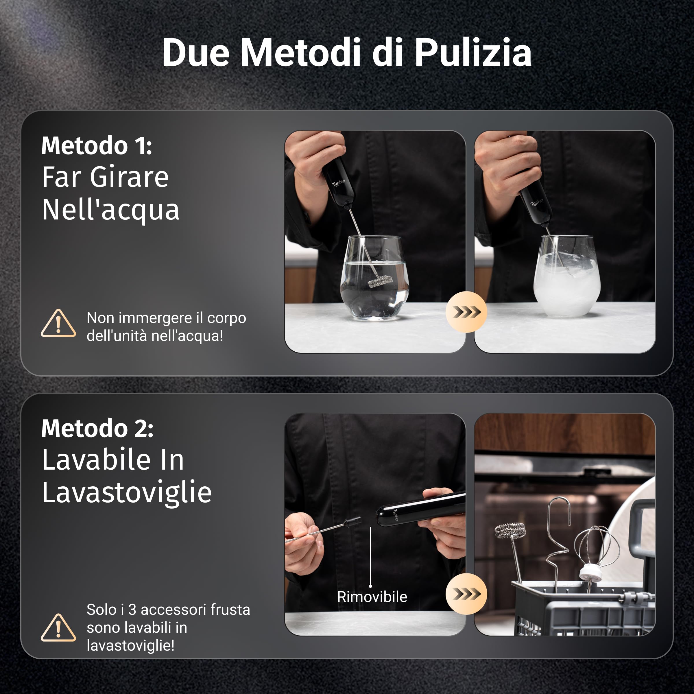 Typhur InstaWhisk Montalatte Elettrico Portatile, Velocità Variabile 1600-10000 RPM, 3 Fruste Removibili, Ricarica USB-C, Frullino per Cappuccino, Latte Macchiato, Cioccolata Calda, Bevande Vegetali