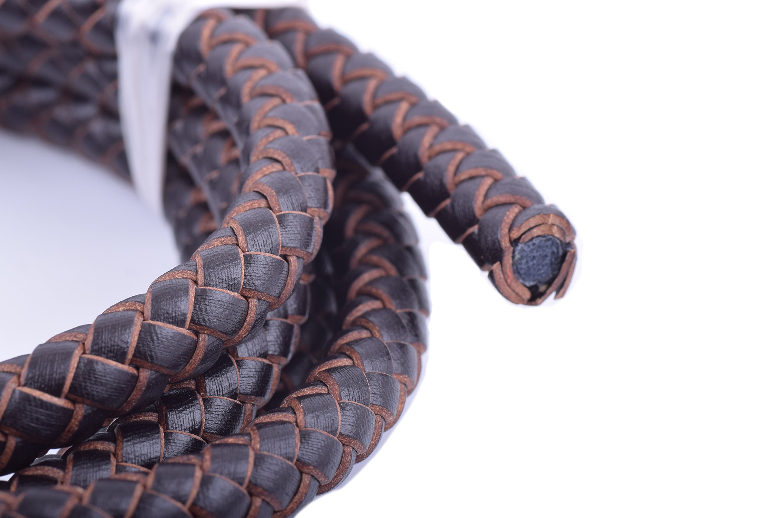 KONMAY 1 Meter 9.0mm Brown Round Braided Genuine Bolo Leather Cord for Jewelry and Craft Designs (9.0mm, Brown)… - Image 2