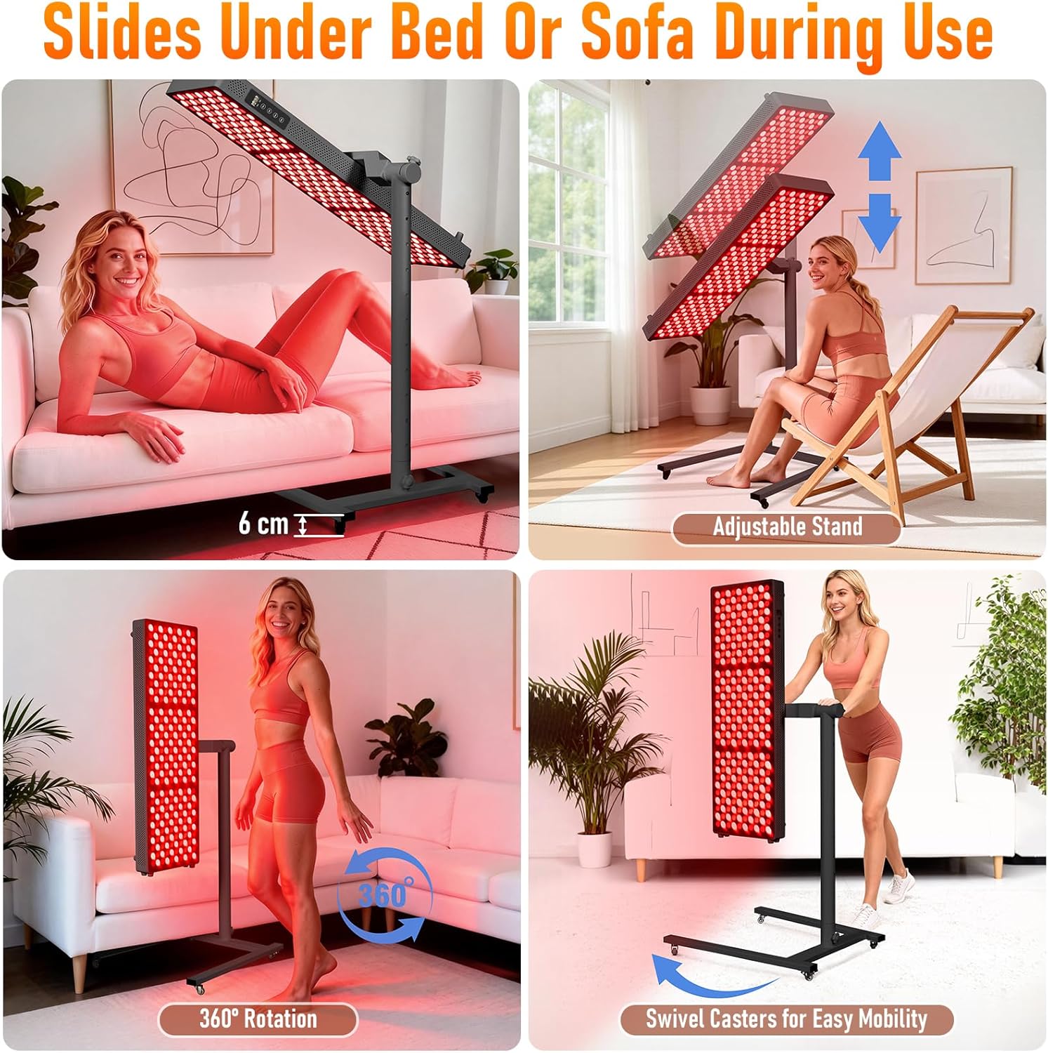 Red Light Therapy for Body and Face, 300LEDs for Home Use,630nm 660nm 810 nm 830nm 850nm Near Infrared Light Panel with Adjusteble Stand and Timer (Black)