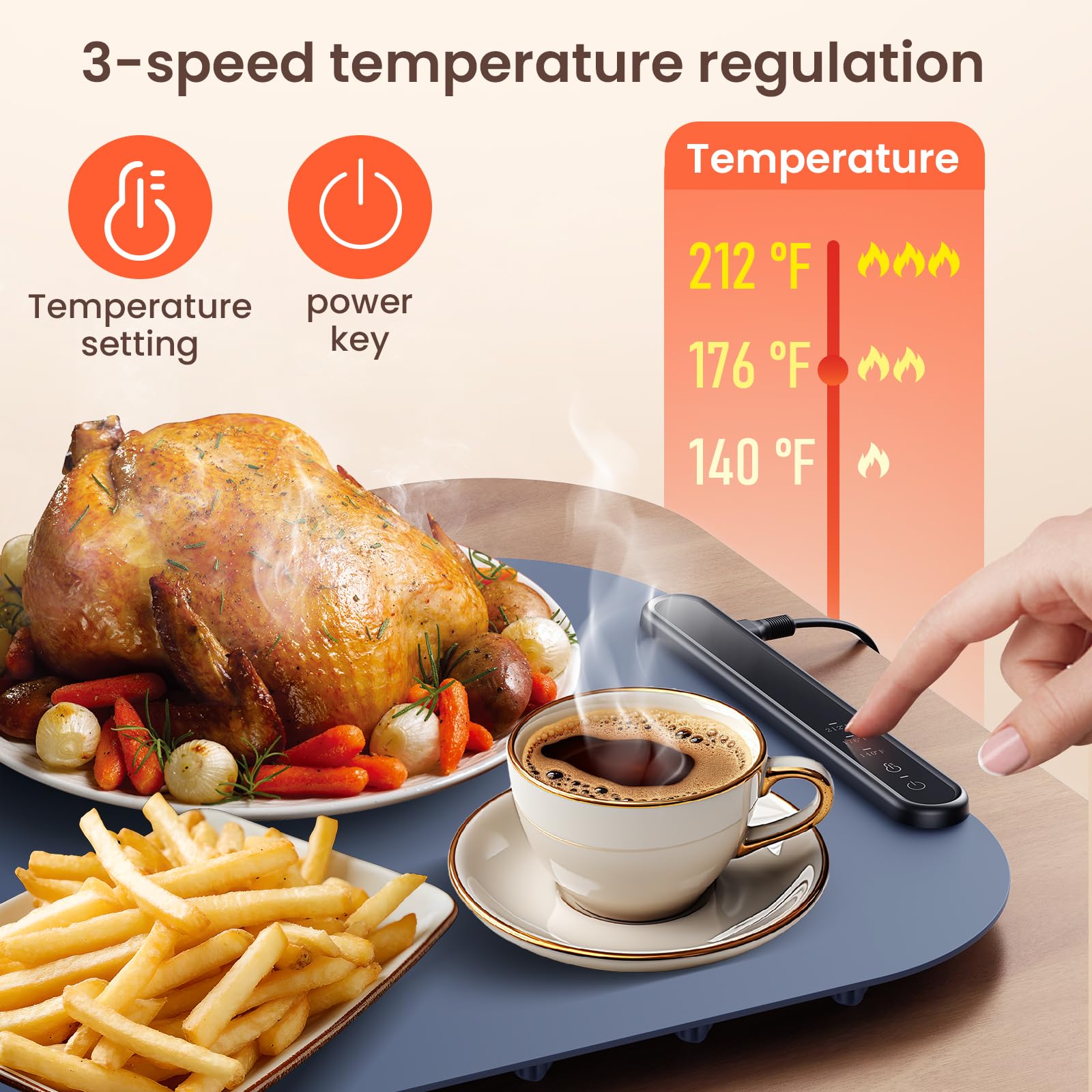 Food Warming Mat Food Warmer Chafing Dishes Roll Up Silicone Food Warmers 3 Heat Settings Easy Clean&Storage Large Warming Tray Portable Food Warm pad For Home Buffets Party Thanksgiving