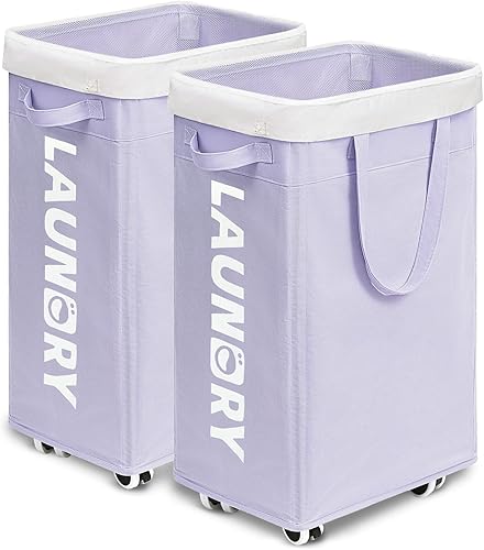Miniatura 39 de Goodpick Laundry Baskets with Wheels and Handle, 2-Pack 75L Collapsible Laundry Baskets, Clothes Laundry Basket with Removable Wash Bags for Corner