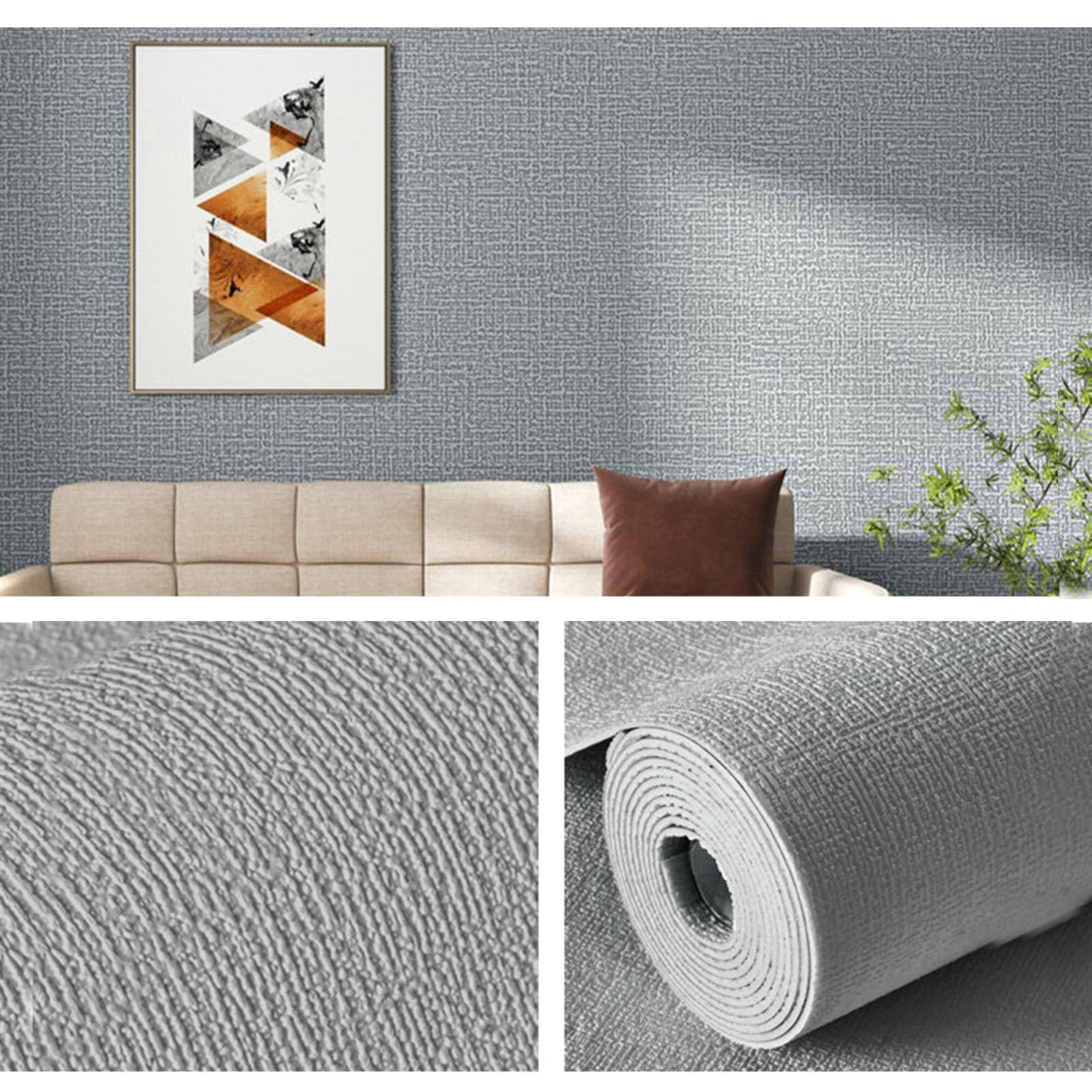 Bvcl Gray 5Mm Thick Thermal Insulation Wallpaper Roll - Peel And Stick Adhesive Textured Wall Covering For Cold Walls, Insulated Lining Paper For Bedroom(,50Cmx80m)