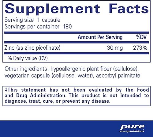 Miniatura 2 de Pure Encapsulations - Zinc 30 mg Suplemento de picolinato de zinc para el apoyo del sistema inmunológico crecimiento y desarrollo curación de