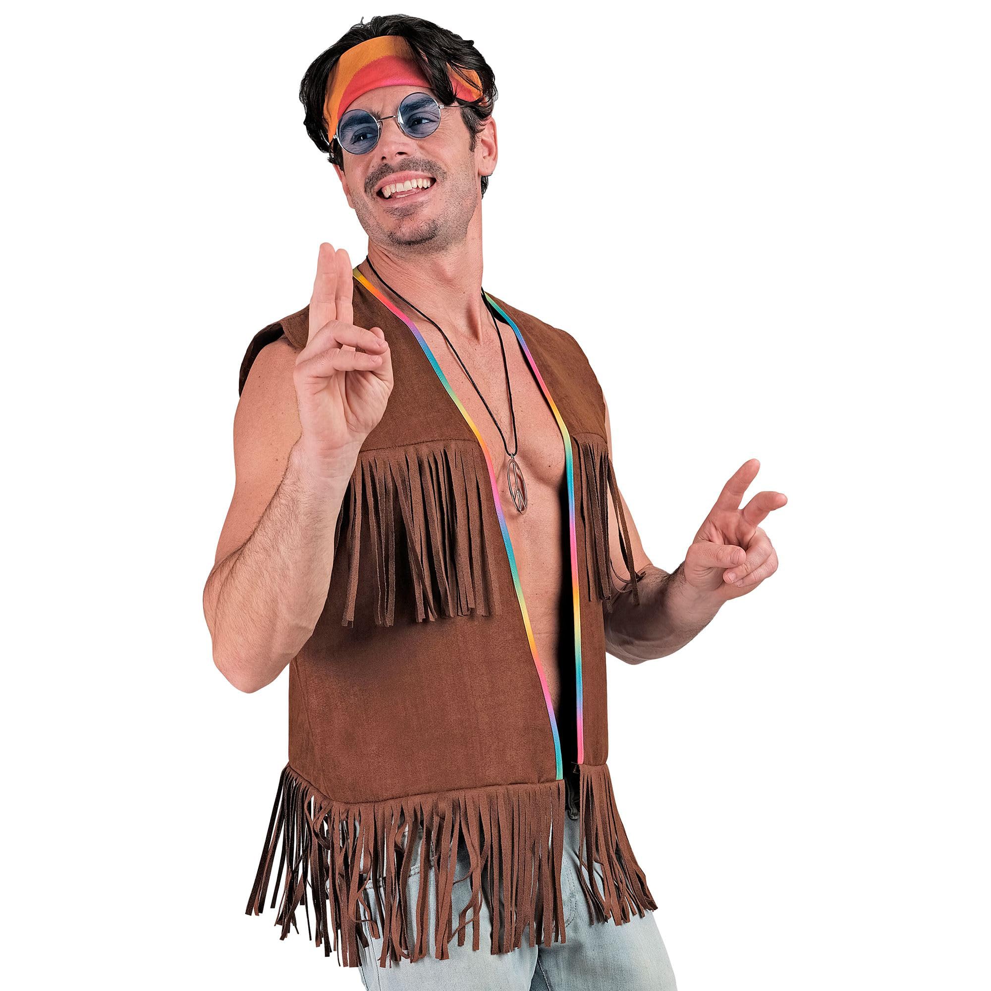 W WIDMANN MILANO Party Fashion 12172 Kostüm Hippie Costume, Solid, Brown, L-XL - Image 3