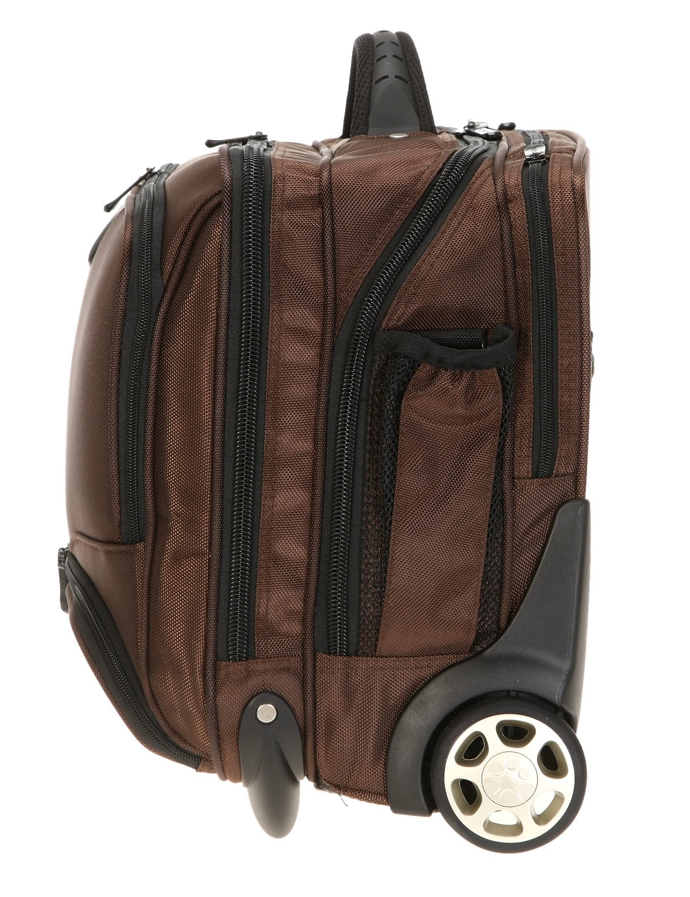 Bolsa portátil con ruedas para ordenadores portátiles (17 pulgadas Max. 41 x 29 cm] con correa de hombro/marrón