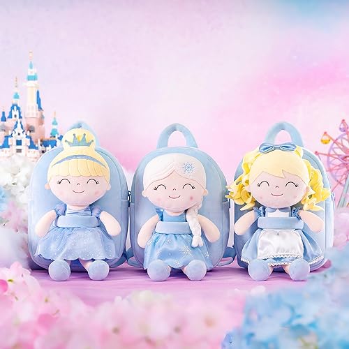 Miniatura 5 de Gloveleya Mochila para niñas y niños, mochilas suaves para niñas, juguetes de felpa para bebés, regalos con felpa de princesa Jasmins, muñeca Aqua