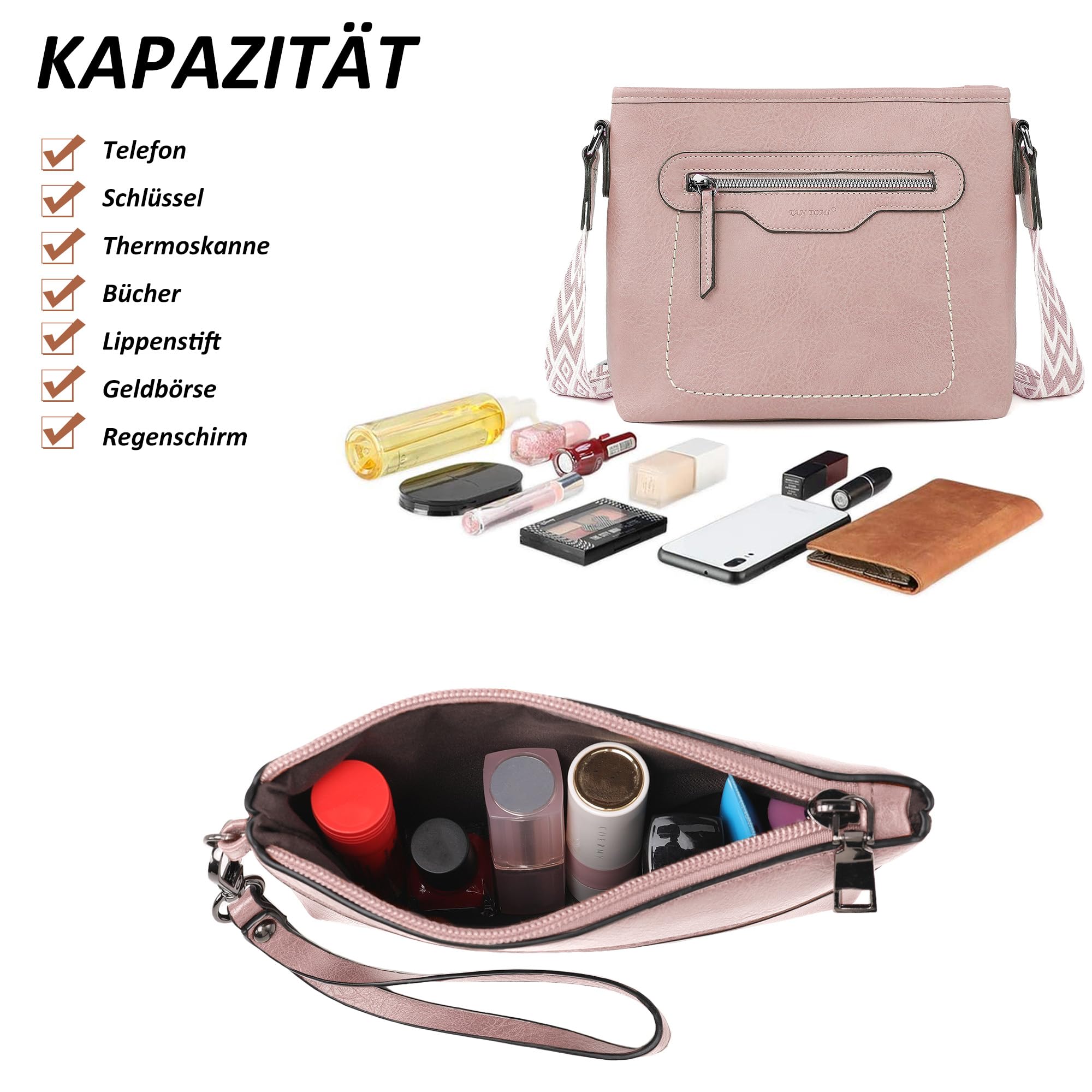 TANTOMI Bolso de mano para mujer, juego de 3 unidades, bolso grande con varios compartimentos, bolso bandolera para mujer con asa, bolsos de hombro para mujer, para trabajo y viajes