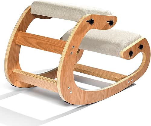Easyego Kneeling Chair Ergonomic Posture Chair, Wood Adjustable Rocking Knee
