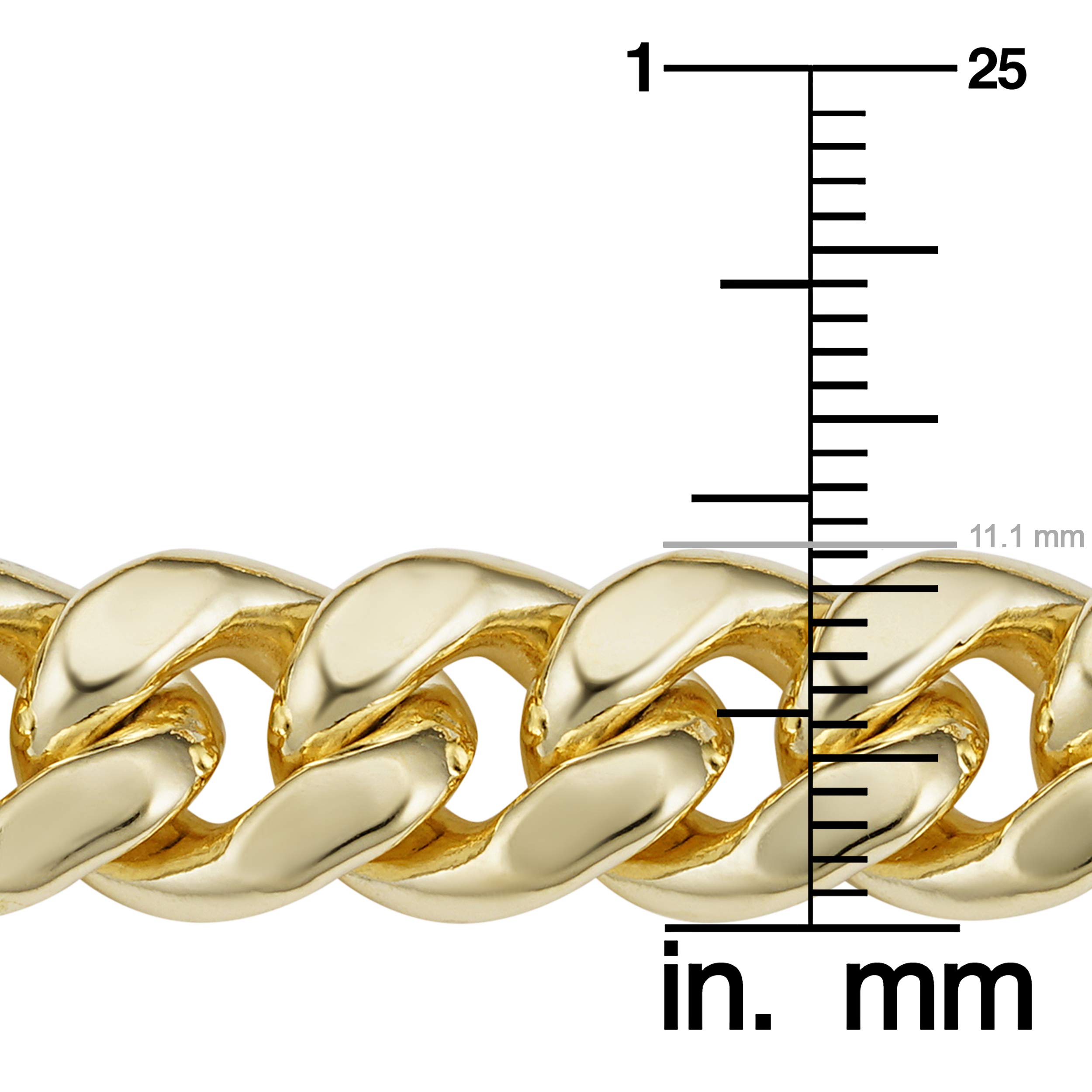Miami - Catena a maglie cubane in oro 14 carati, 11,1 mm (61 o 66 cm) | Gioielli a maglie grandi da uomo, Metallo, Non conosciuto