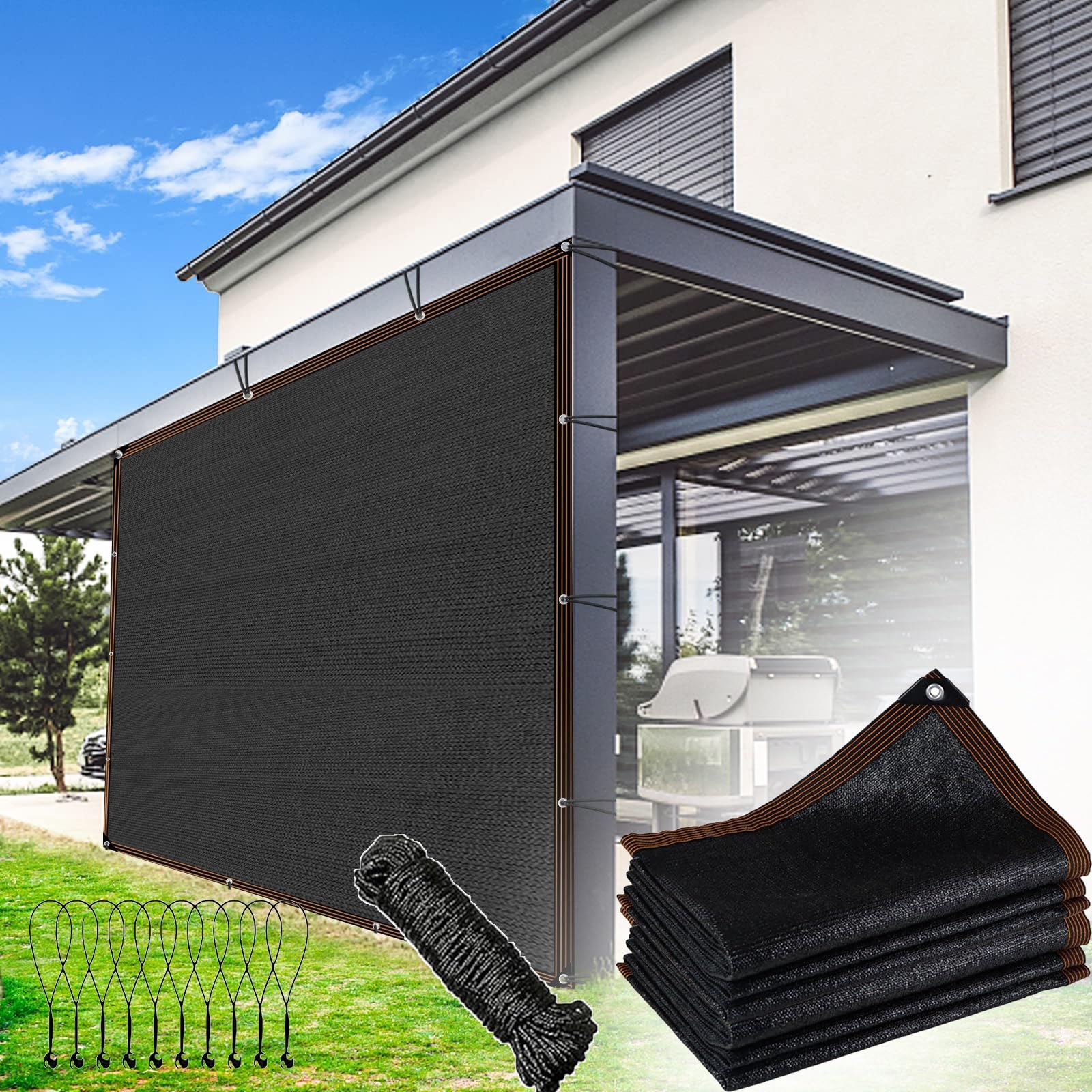 Pink Palm 8x8 FT,90% Black Shade Cloth,Resistant Mesh Tarp with Grommets Black,for Plants,Greenhouse, Patio, Tomatoes, Chicken Coop, Barn Kennel