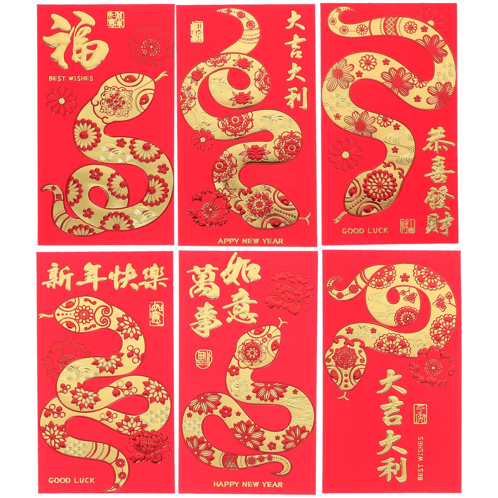 PartyKindom 36pcs Year Red Envelope Bag Chinese Year Envelopes Spring Festival Packet for Lunar Decorations Paper Packets Traditional Money Pouches