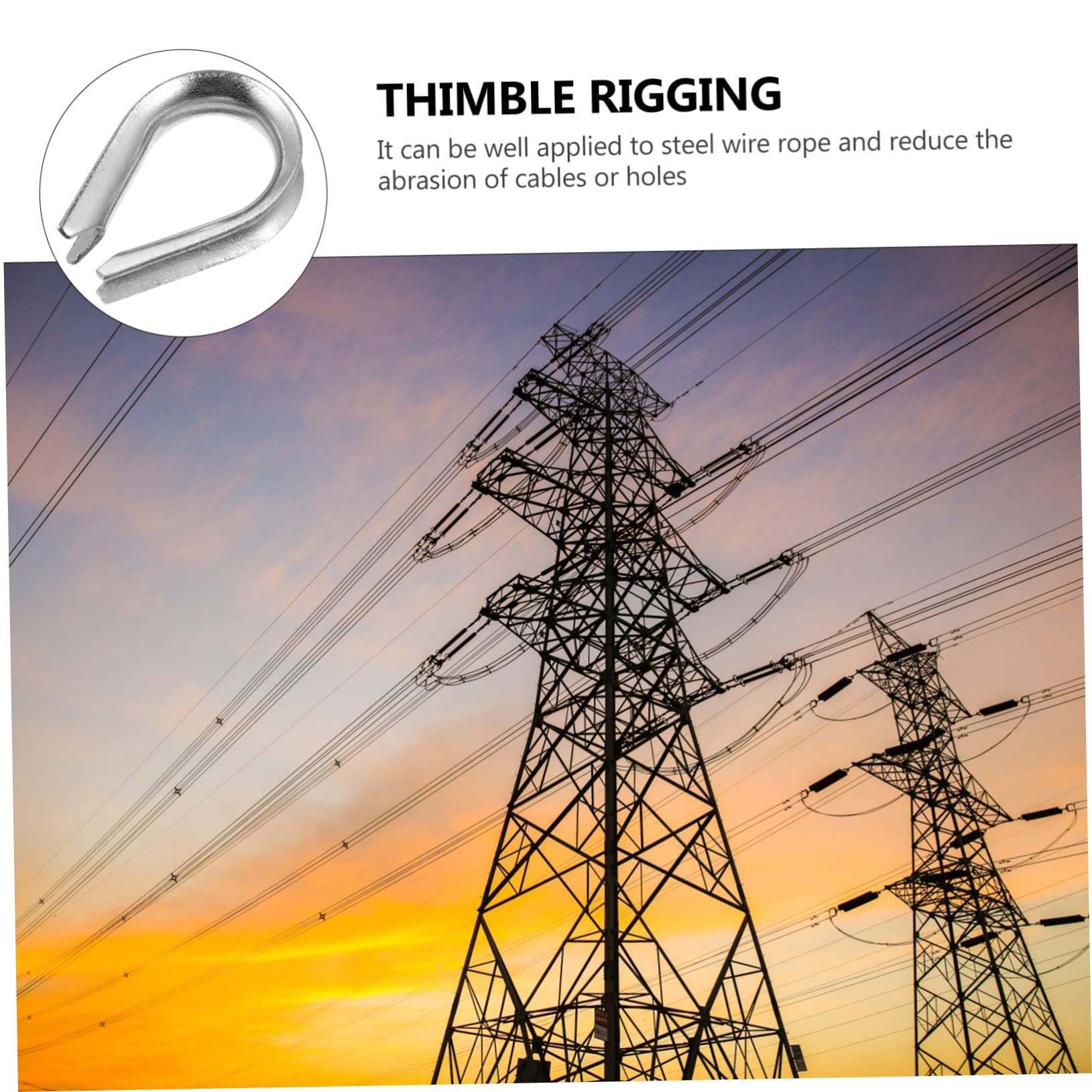 SOLUSTRE Professional Stainless Cable Clamp 20pcs Thimble Rigging Heavy Duty Wire Rope Cable Thimbles for Cable Fixing Workpiece