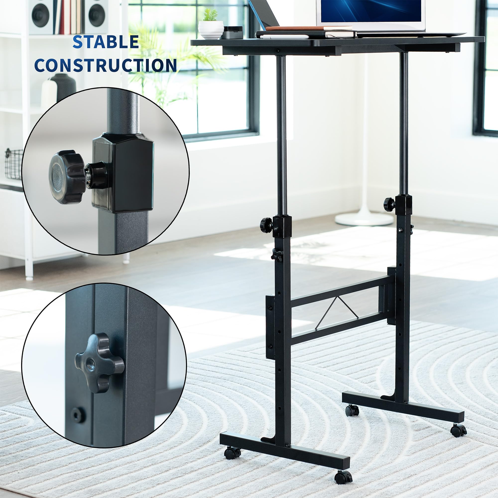 VIVO Mobile 32 x 16 inch Computer Workstation Standing Portable Desk with Wheels for Laptop Work Home Office — view 8