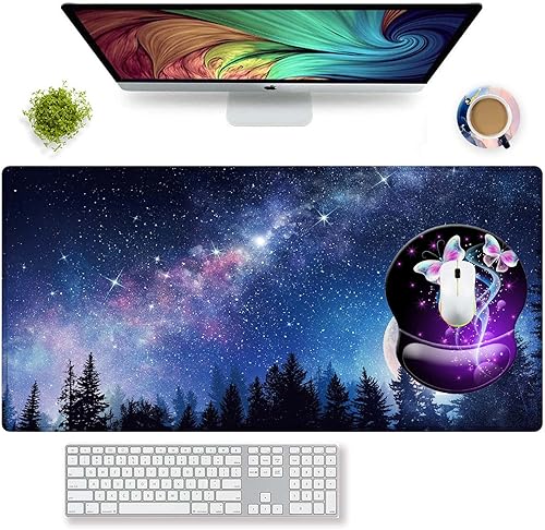 Miniatura 37 de Alfombrilla para mouse con soporte de muñeca, alfombrilla antideslizante para mouse para oficina, computadora, laptop y Mac, duradera, cómoda y 05