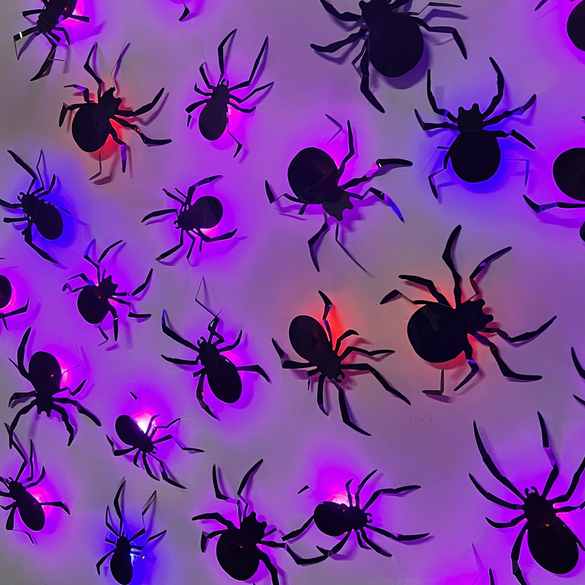 24PCS Halloween Decorations Led 3D Spider