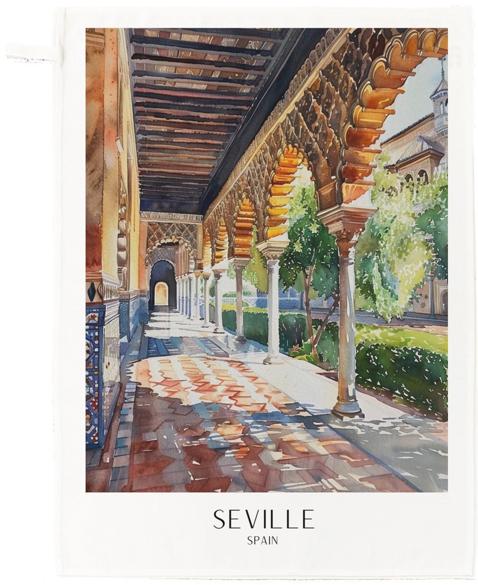 Seville Spain Cotton Tea Towel – Real Alcázar Architecture