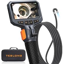 Teslong 10FT Articulating Borescope for Mechanic Automotive HVAC Wall Drain | 0.25inch Endoscope, 2.0MP HD Camera, 6 LED Lights, 210 Articulation, 4.5" IPS Screen, 32GB, IP67 Waterproof, Carrying Case